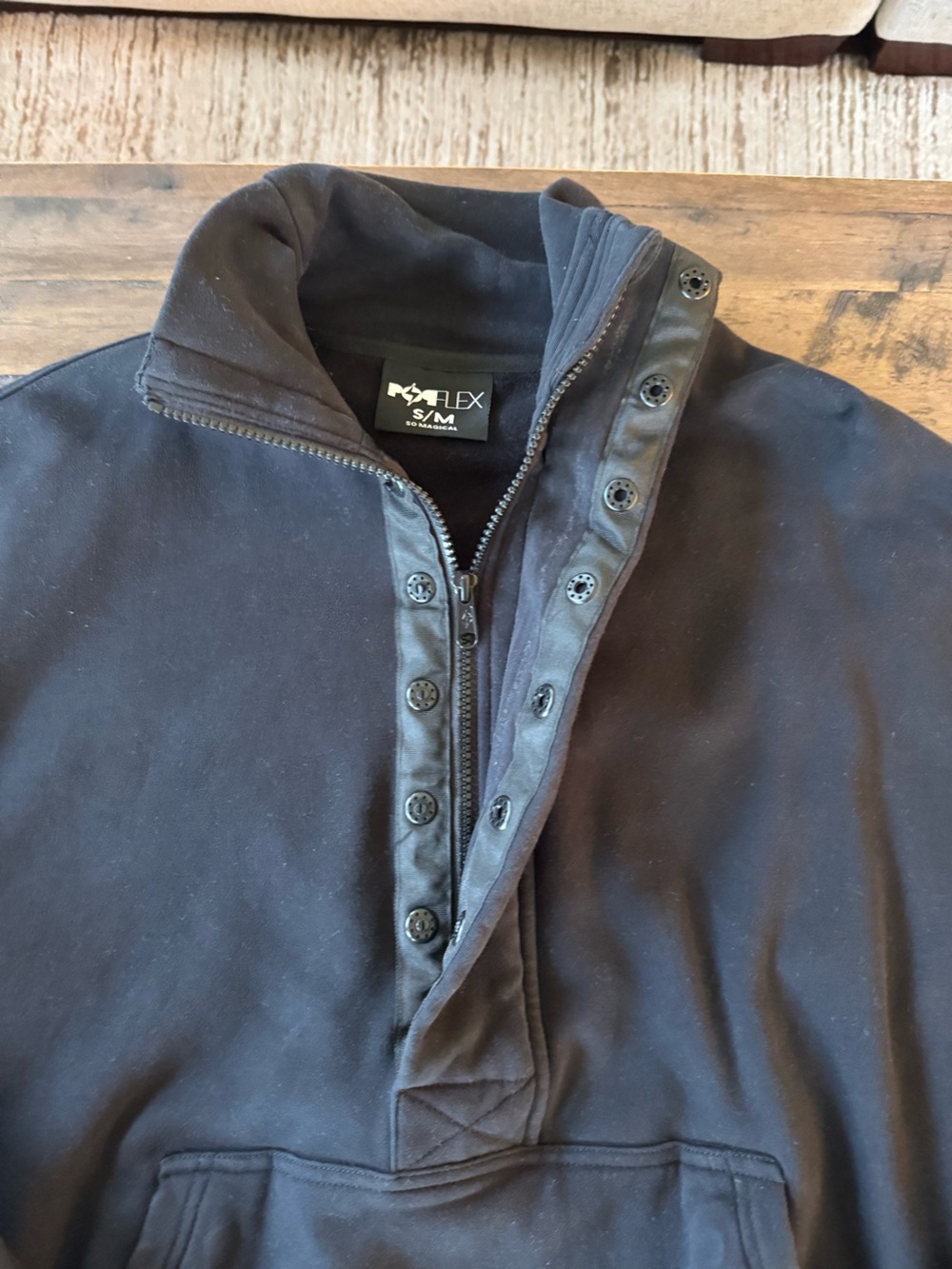 POPFLEX Black Oversized Half-Zip Pullover Sweatshirt - Picture 12 of 13